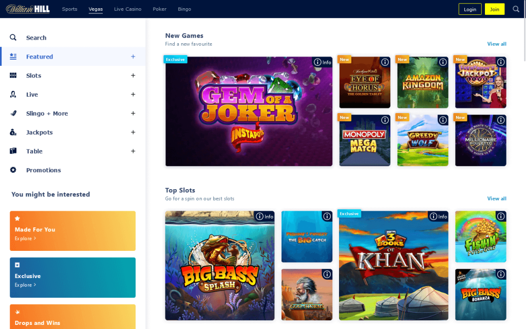 Casino Page Review of William Hill
